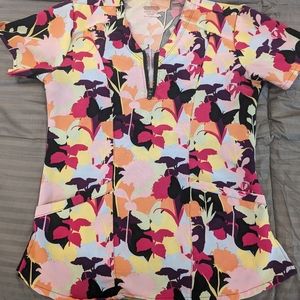 Butterfly floral scrub top